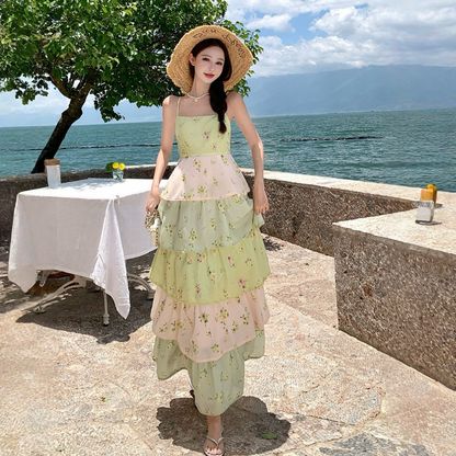 【ワンピース】ラウンドネック 着回しやすい 着痩せ 花柄 ワンピース 【SHシリーズ】