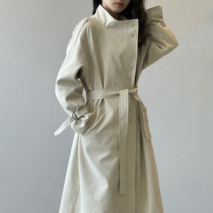【アウター】気質 オフィススタイル トレンチコート レディース 春秋 レトロ 万能 ミディアム丈 コート ベルト付き【JZシリーズ】