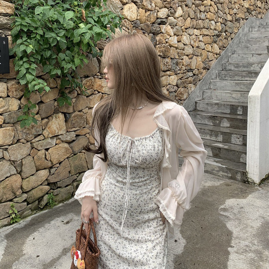 M~4XL【セットアップ】【単品注文】大きいサイズ 花柄キャミワンピース レディース 夏 ゆったりロング丈 ウエストマーク 着痩せシルエット 体型カバー【SHシリーズ】
