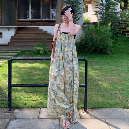 復古風吊帶闊腿連身褲｜夏季寬鬆顯瘦連體褲｜休閒百搭氣質款【SH系列】