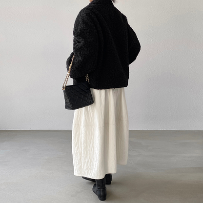 【アウター】ミルキーベージュ ボアジャケット レディース 冬 短丈 ゆったり 綿入れコート【JZシリーズ】