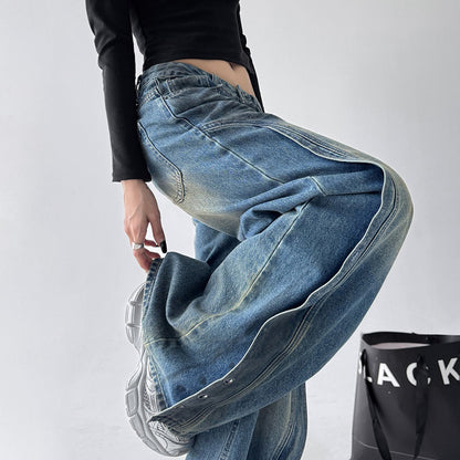 【ボトムス】デニム ハイウエスト ジーンズ 春秋 レディース ワイドストリートパンツ【FCシリーズ】