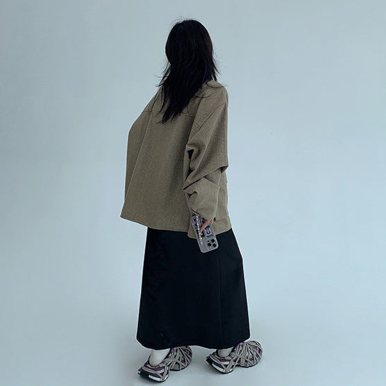 【アウター】アメリカンレトロ バーン風 春秋 カジュアルシルエット ジャケット レディース【FCシリーズ】