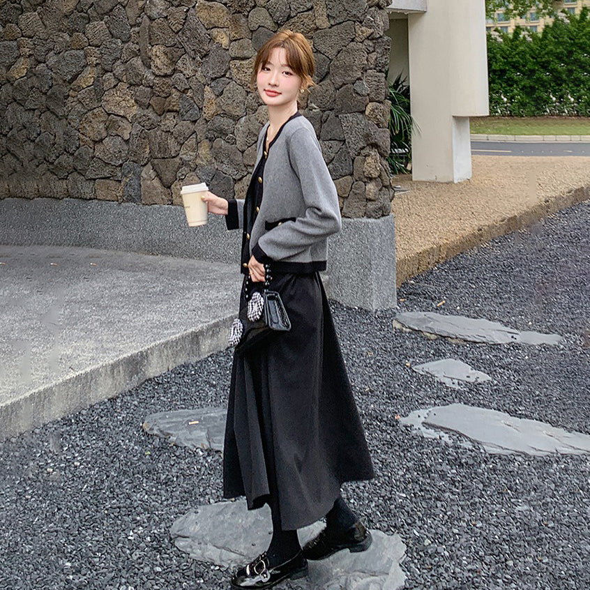 2点セット！【セットアップ】ニットセットワンピース レディース 春秋 高級感コーデ 2点セット 韓国風 おしゃれ トレンド【JZシリーズ】