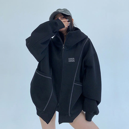 【アウター】カジュアル リラックスシルエット 刺繍フードジャケット レディース【FCシリーズ】