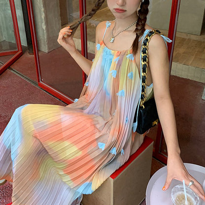 【ワンピース】海辺リゾート 夏 ゆったり ノースリーブワンピース【SHシリーズ】