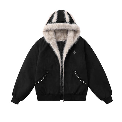 【アウター】デビルモチーフ アメリカンスタイル 裏起毛 綿入れコート ユニセックス 秋冬【FCシリーズ】【15～20日内発送】