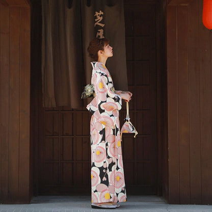 【ワンピース】夏 花火大会 黒×ピンク  ガーリー系 浴衣 【SHシリーズ】