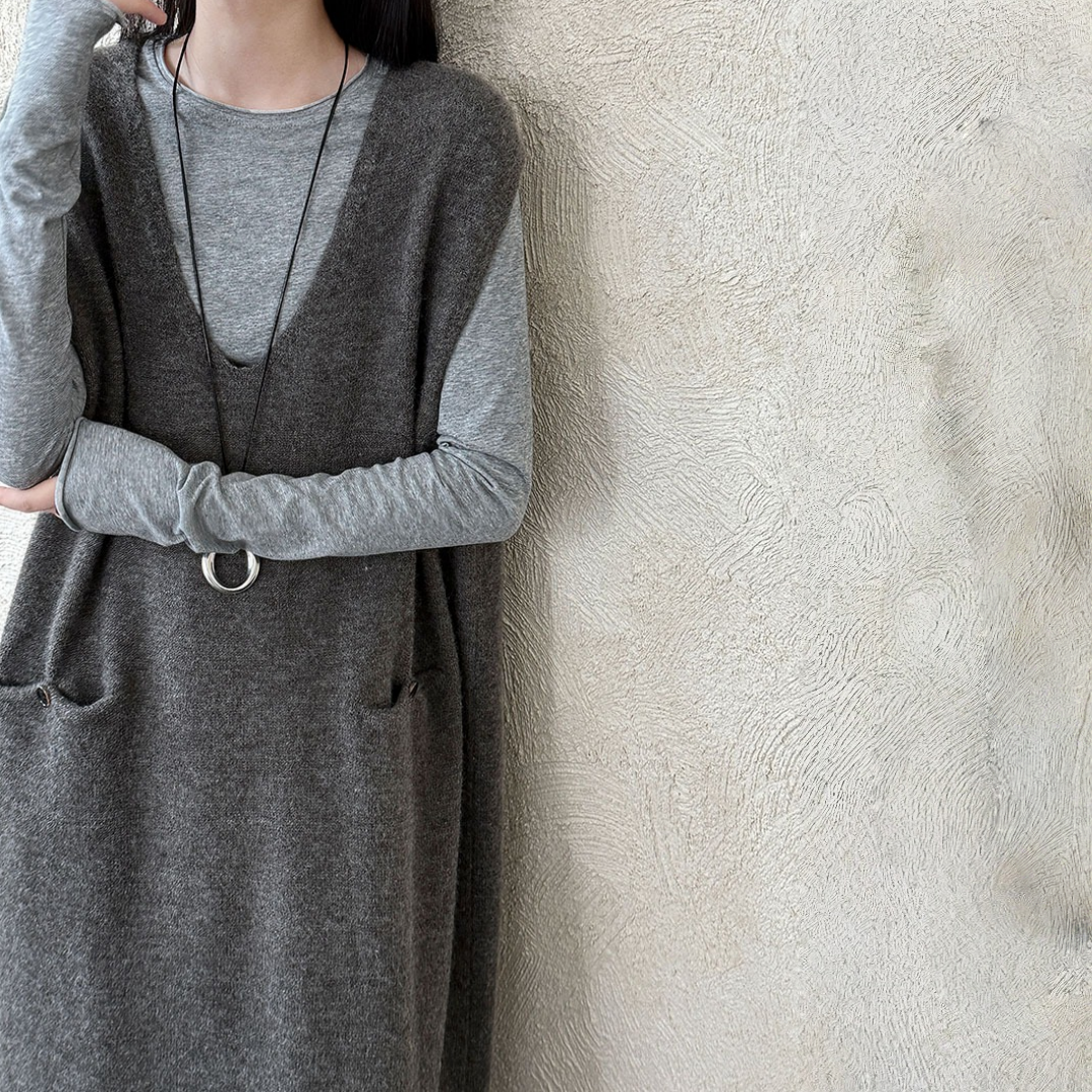 【ワンピース】春 秋 冬 ドレープ感 デザイン風 ベストワンピース 【JZシリーズ】