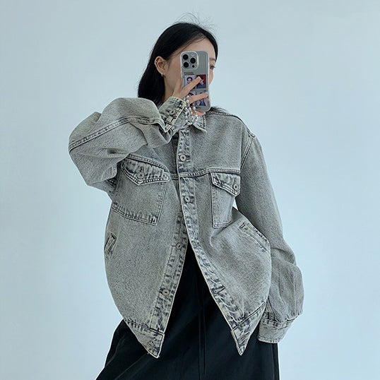 【アウター】アメリカンヴィンテージ風 ヴィンテージ加工 ショートデニムジャケット レディース【FCシリーズ】