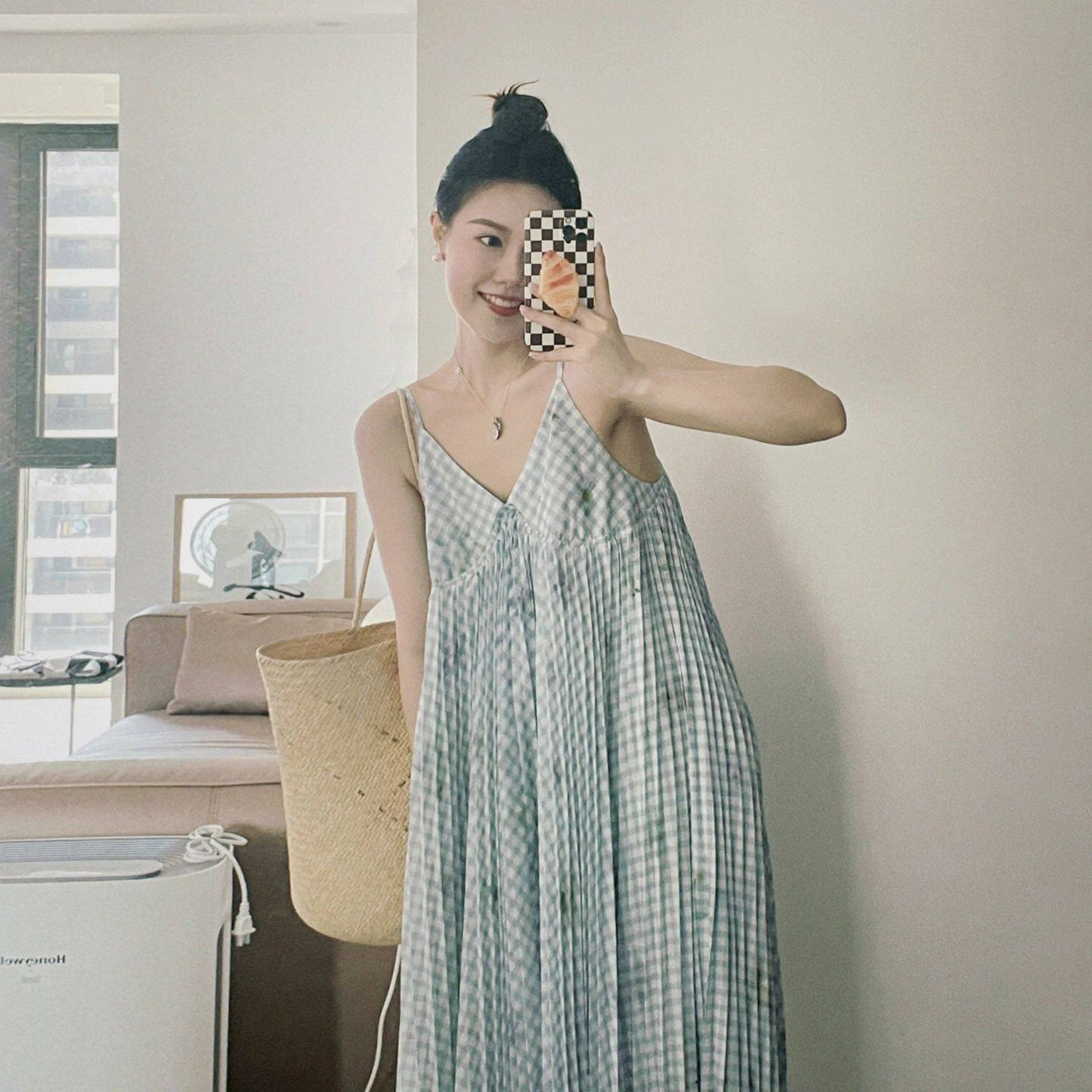 【ワンピース】フレンチ レトロ ノースリーブワンピース｜キャミソール ロング丈 海辺 リゾート ビーチ 映えドレス｜上品 高級感【SHシリーズ】