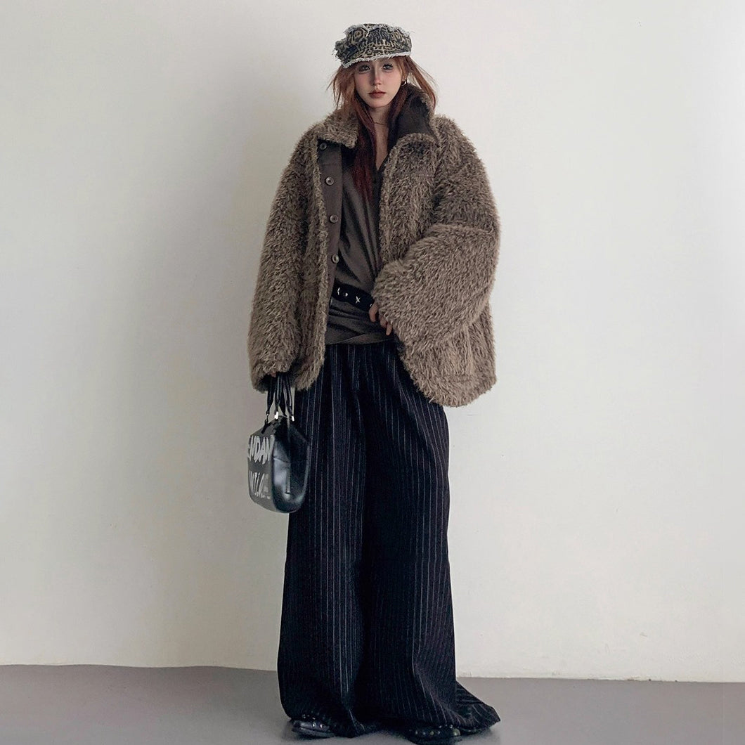 【アウター】秋冬新作 アメリカン風 デザイン感 ゆったり ショート丈両面着用  リバーシブルコート レディース【FCシリーズ】【15～20日内発送】