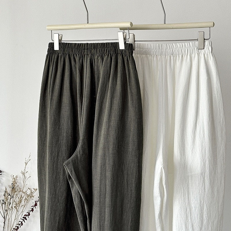 【ボトムス】夏 ゆるっと ラミー  薄手 ウエストゴム パンツ【JZシリーズ】