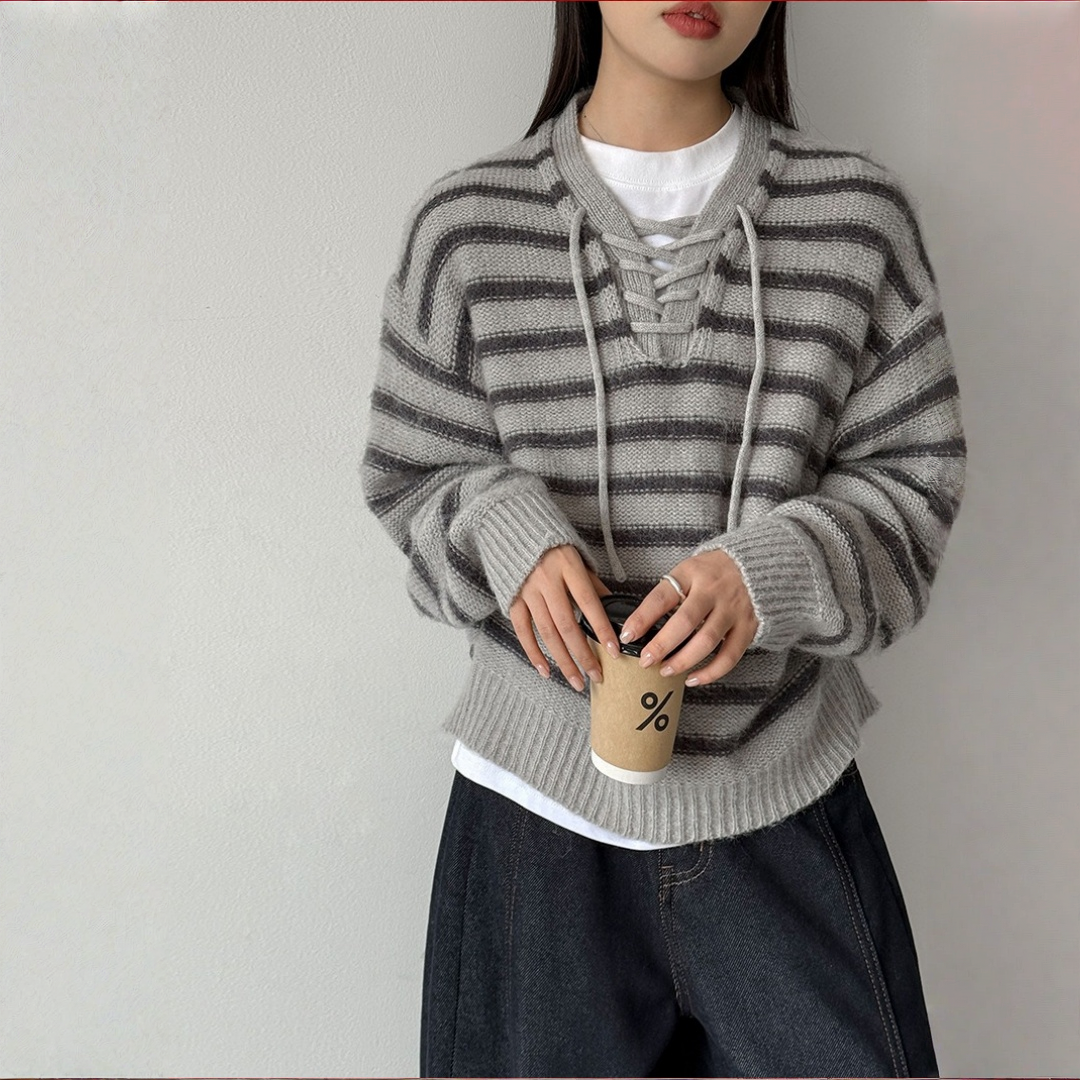 【トップス】おしゃれ ボーダー柄 上品 ニット セーター 【JZシリーズ】
