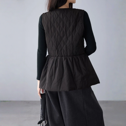 【トップス】春 秋 冬 切り替え ダイヤ柄 中綿 ベスト 【JZシリーズ】