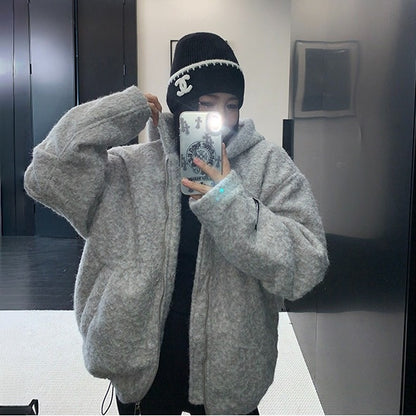 【アウター】ツイード 上品な雰囲気 厚手 フード付き ジャケット 【FCシリーズ】