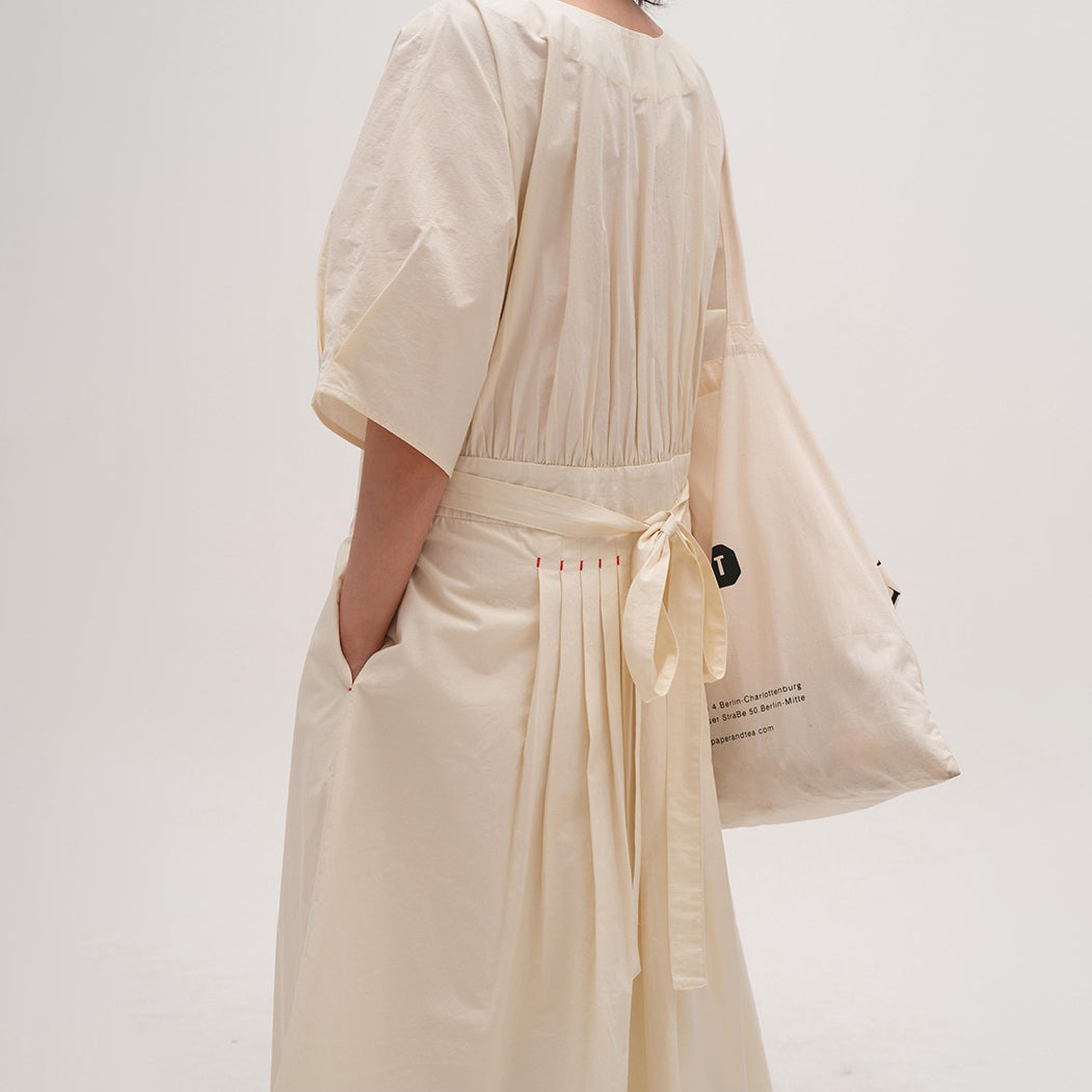 【ワンピース】ウォッシュド 高密度綿 半袖ワンピース レディース 小众デザイン 夏用 薄手 ロングドレス【JZシリーズ】