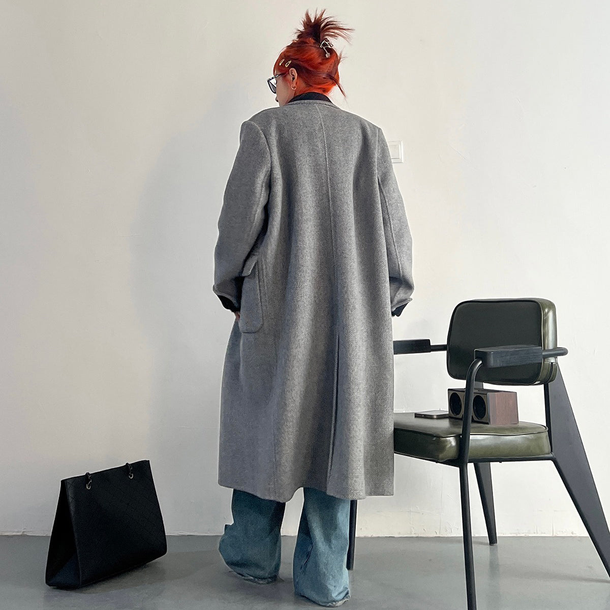 【アウター】韓国デザイン ヴィンテージ ツイードコート 中厚 中長丈 レディース 秋冬【FCシリーズ】