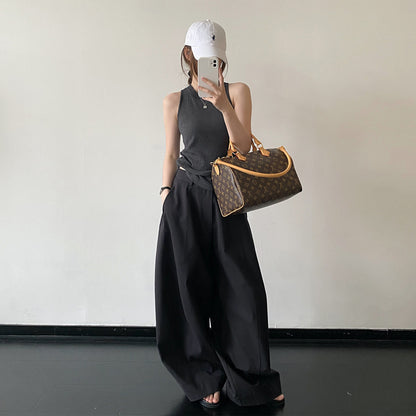 【トップス】レディース リブタンクトップ ノースリーブ 丸首 細見え 無地 コットン スリムフィット インナー トップス 夏【FCシリーズ】