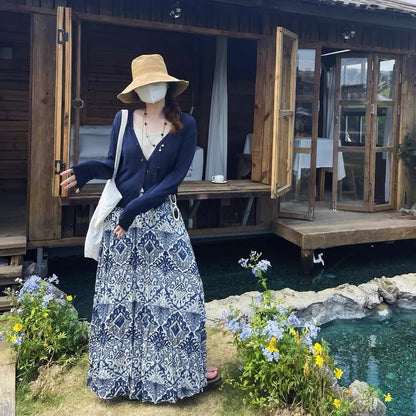 期間限定⭐️60%OFF【ボトムス】ヴィンテージ風 ハイウエスト Aライン ロング丈 スカート 【SHシリーズ】