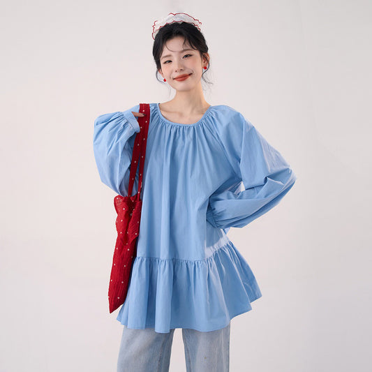 【トップス】初恋みたいに甘い ブルー シャツ レディース フレンチガーリー ドール風 韓国風【JZシリーズ】