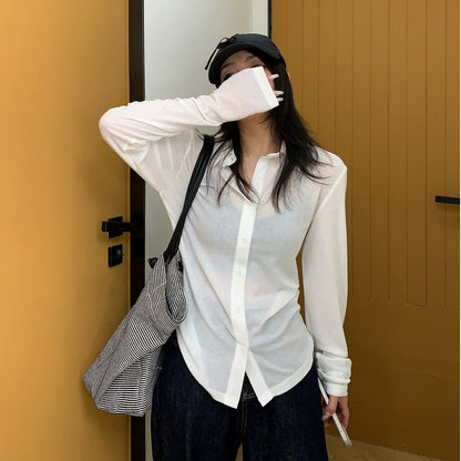 【トップス】夏 薄手 スリム UVカット 高見え 長袖 シャツ 【FCシリーズ】