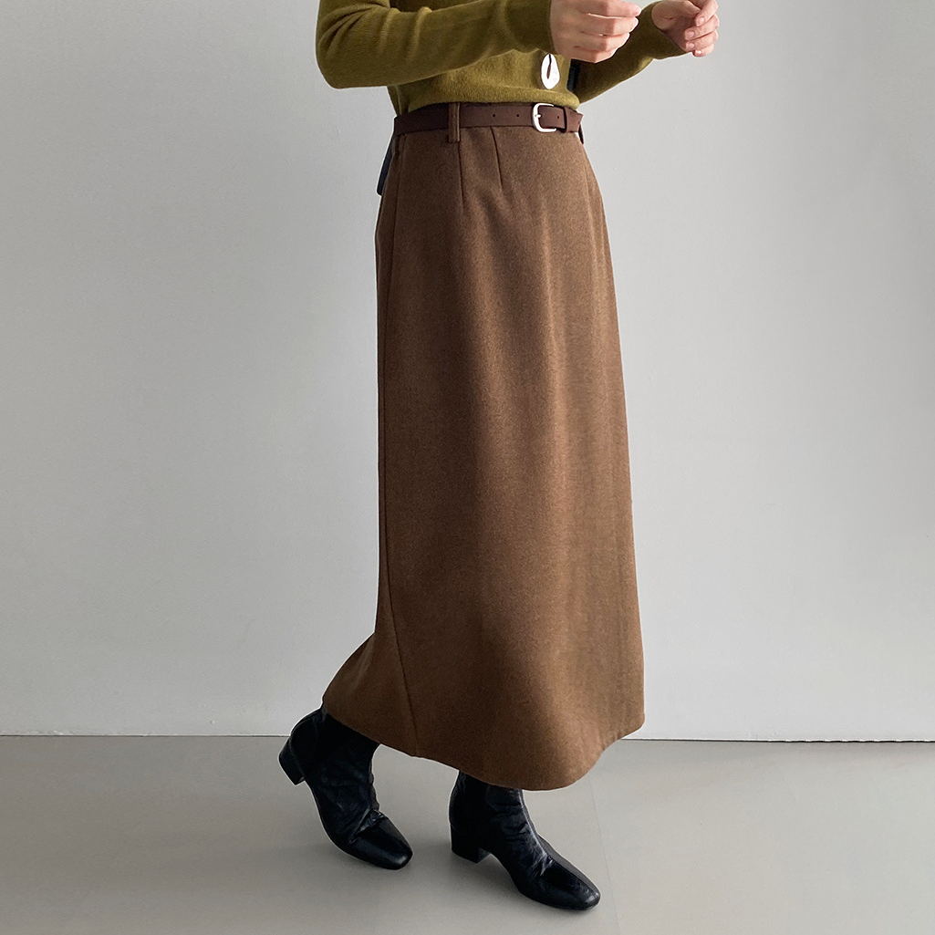 ベルト付き！【ボトムス】通勤向けレトロ 韓国風 ハイウエストスカート レディース すっきりAライン ミドル丈【SNシリーズ】