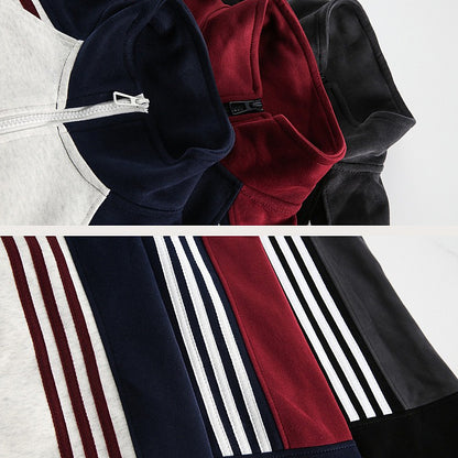 【アウター】アメリカン配色 切り替えデザイン 男女兼用 スポーティーカジュアル ジャケット レディース 春秋 学院風 ジップアップ パーカー ブルゾン【FCシリーズ】