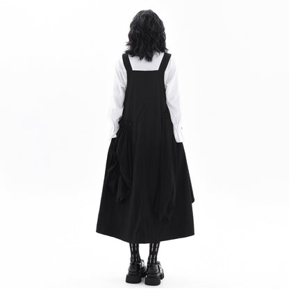 【ワンピース】メッシュ切り替え キャミワンピース レディース  秋新作 ゆったり体型カバー ロング丈 ノースリーブ【AHシリーズ】