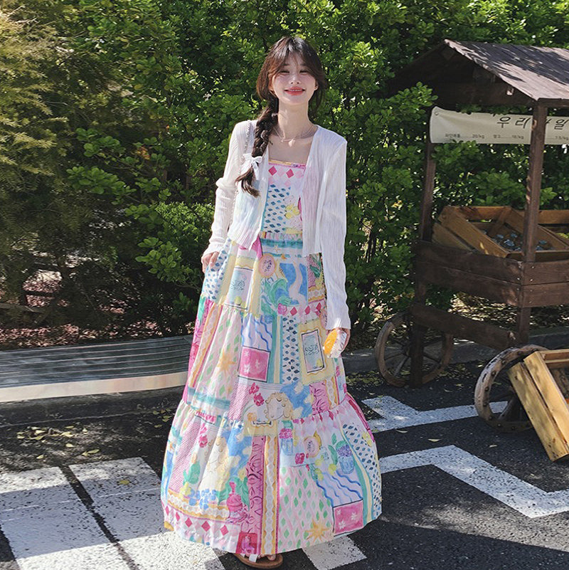 【ワンピース】夏新作 ドーパミンカラー キャミワンピース 少女感たっぷり ノースリーブワンピース【SHシリーズ】