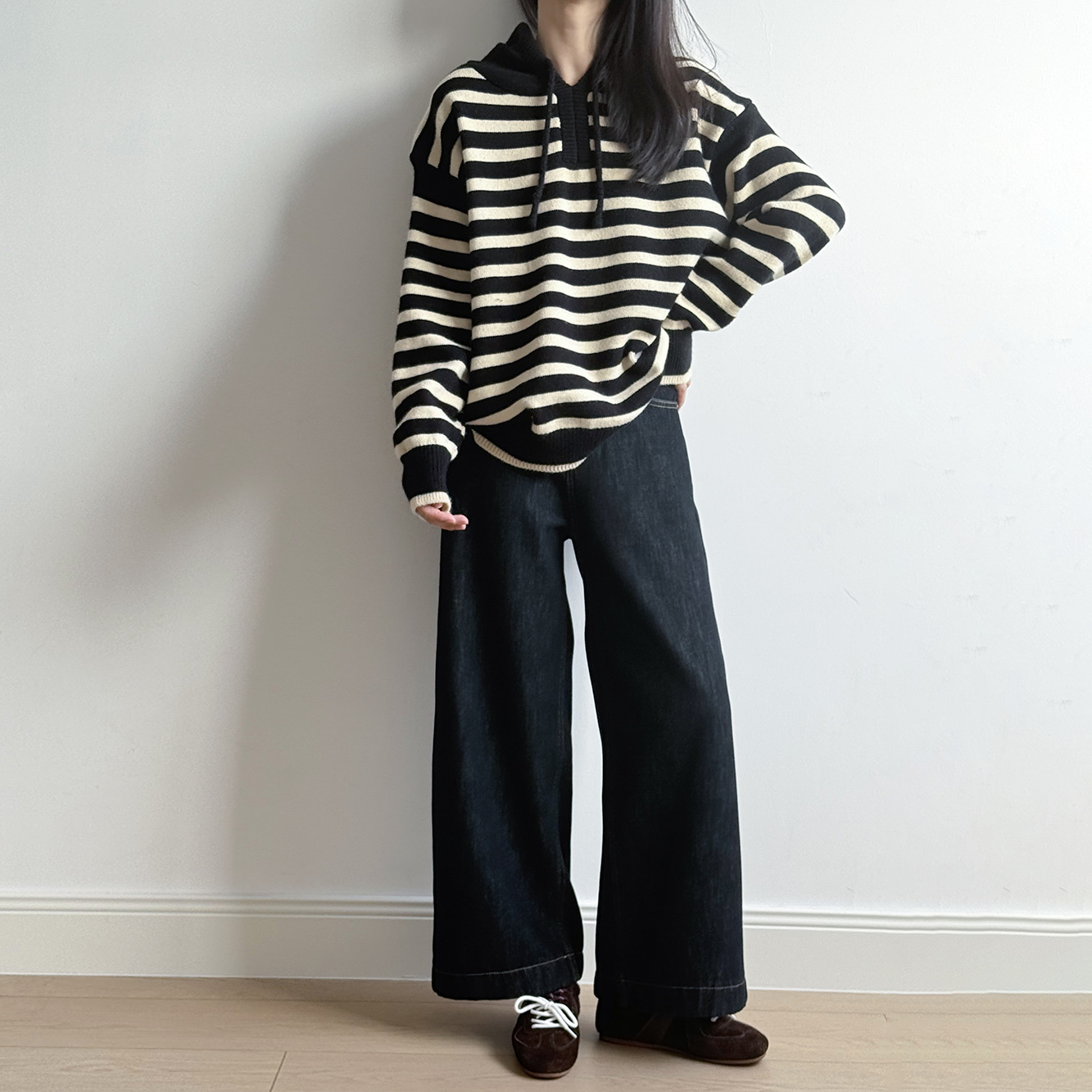 【ボトムス】ベルト付き！韓国風 ハイウエスト 裏起毛 ストレートデニムパンツ 冬 新作 ゆったりワイド カジュアル 【JZシリーズ】