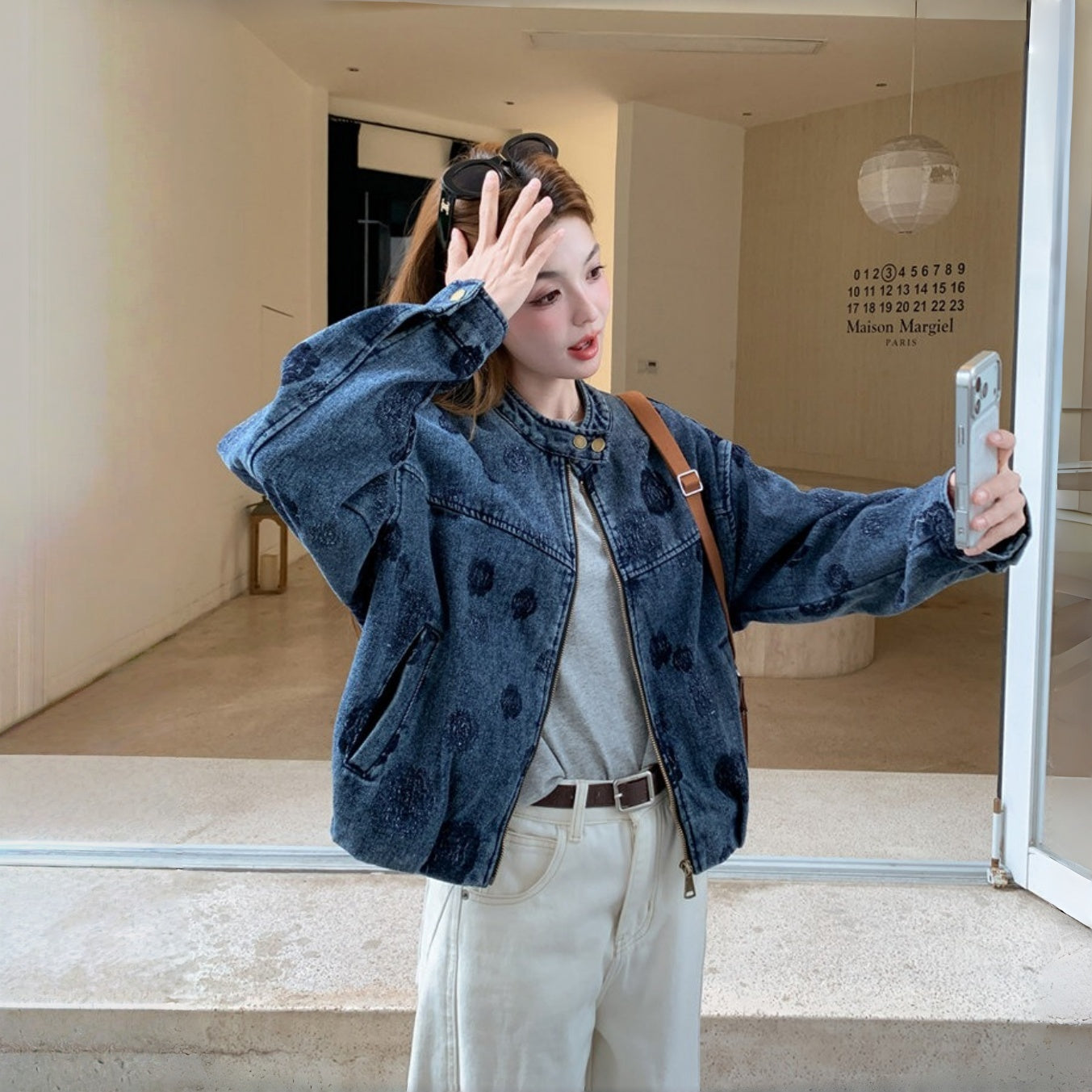 【アウター】アメリカンスタイル プリント 着痩せ カジュアル ジャケット【SHシリーズ】