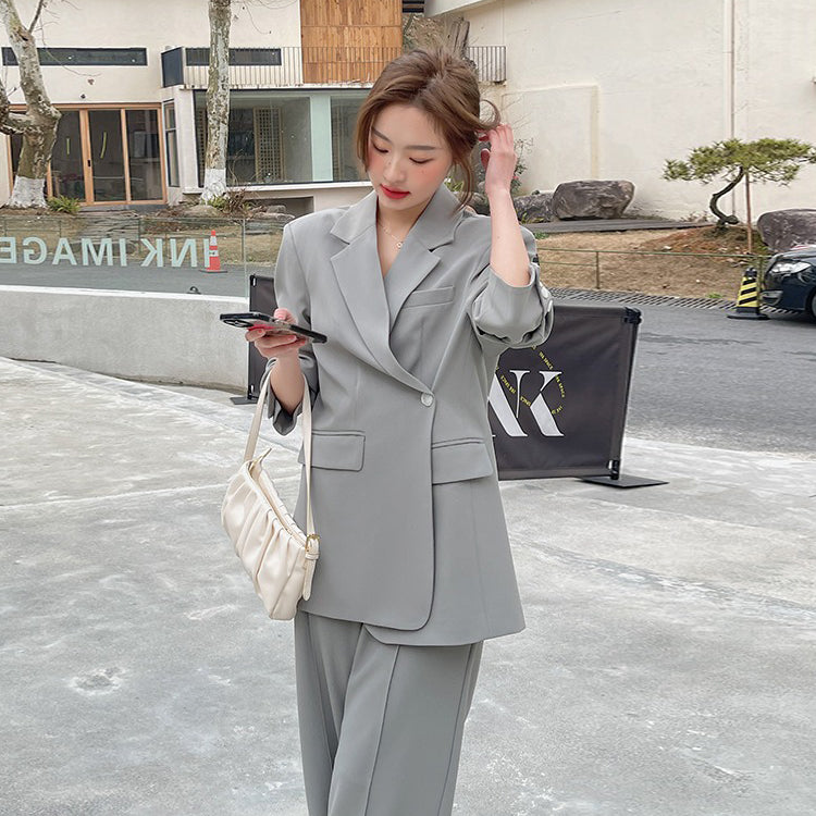 2点セット！【セットアップ】 スーツジャケット レディース 春秋  高見えデザイン レトロ港風 韓国風トレンド 上下セット【SNシリーズ】