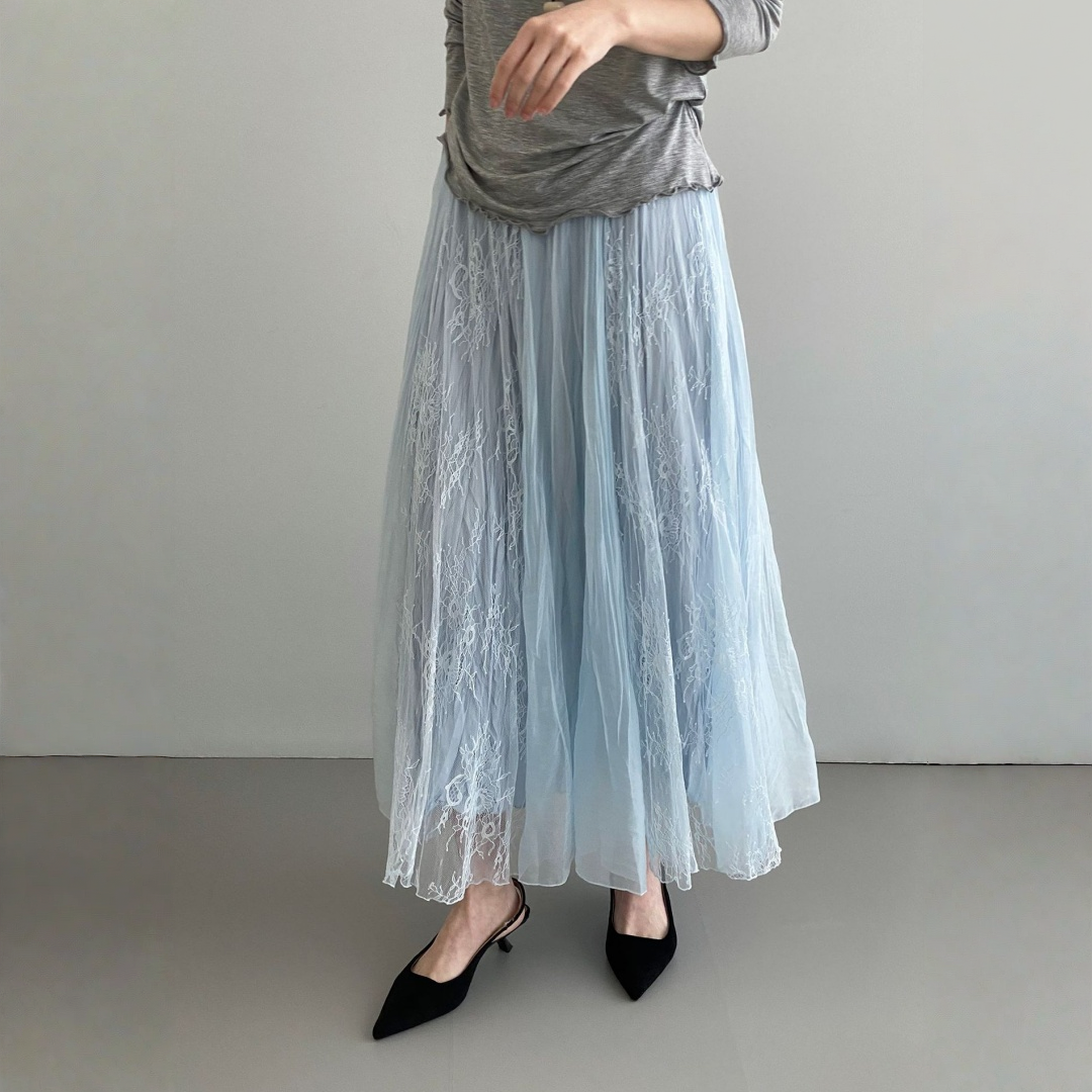 【ボトムス】シークレットガーデン風 レース リゾート風  Aライン  ヒップカバー ロングスカート 【JZシリーズ】