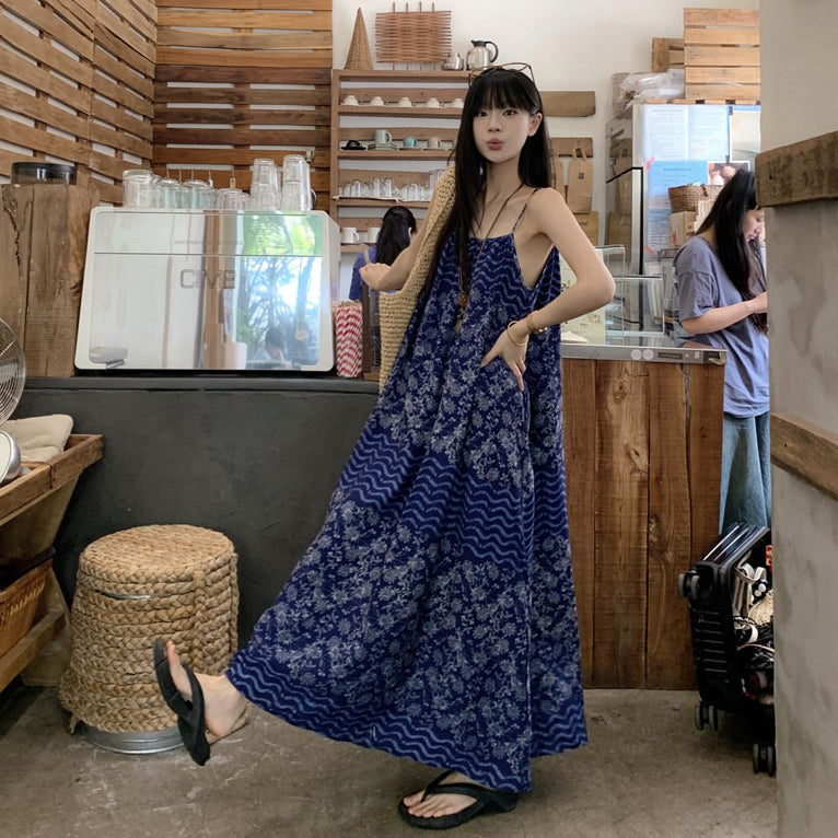 【ワンピース】夏新作 エスニック風 高級感 ゆったりカジュアル リゾート ノースリーブワンピース【SHシリーズ】