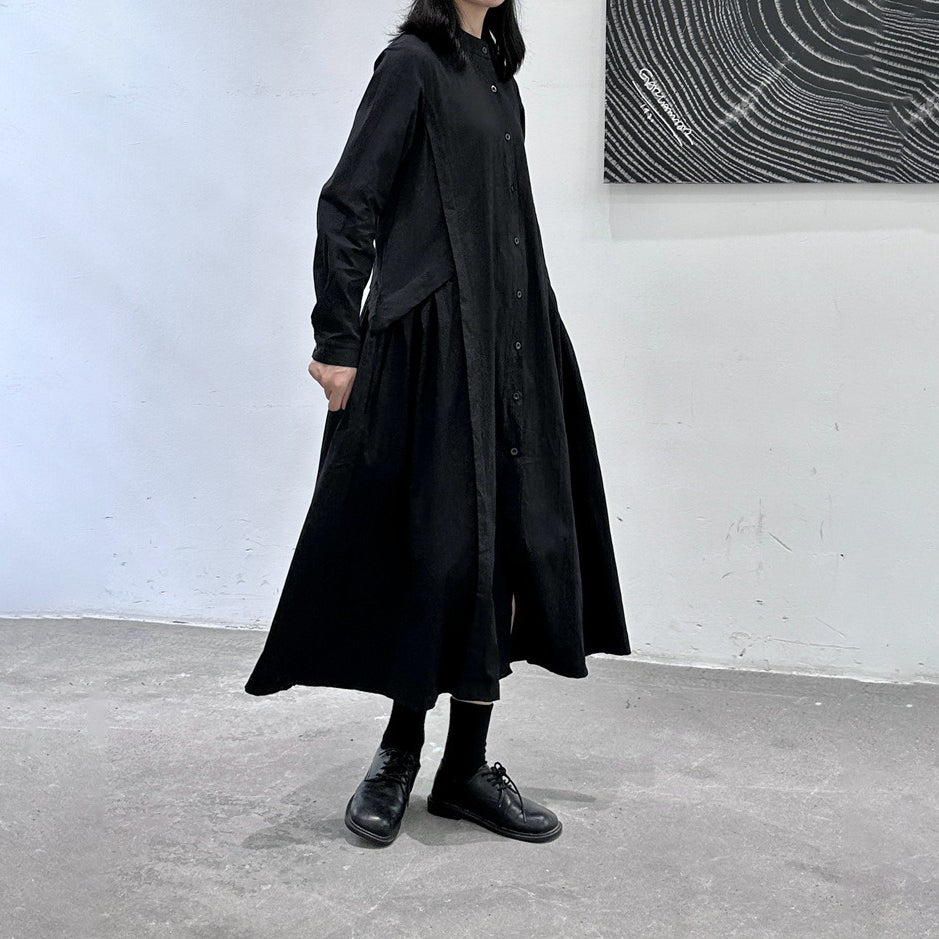 【24AW】【ワンピース 】秋新作 着痩せ ルーズ 長袖 Aライン シャツワンピース【AHシリーズ】