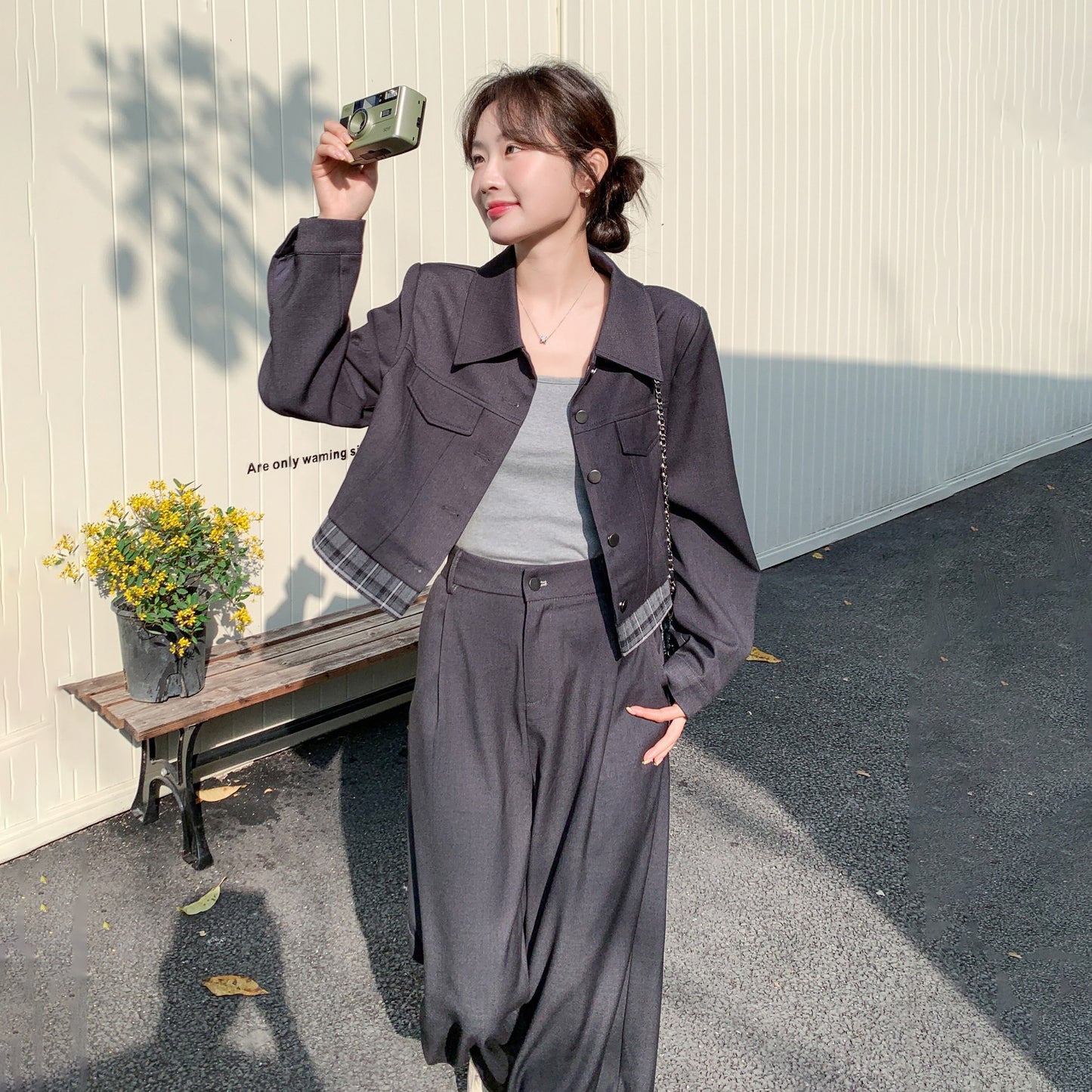 2点セット！【セットアップ】ミニマル デザイン 2点上下セット 春新作 ジャケット＆ワイドパンツ レディース【JZシリーズ】