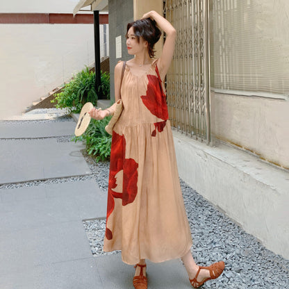 🔥爆売れ中【ワンピース】夏 リゾート風 ゆったりシルエット ノースリーブワンピース【SHシリーズ】