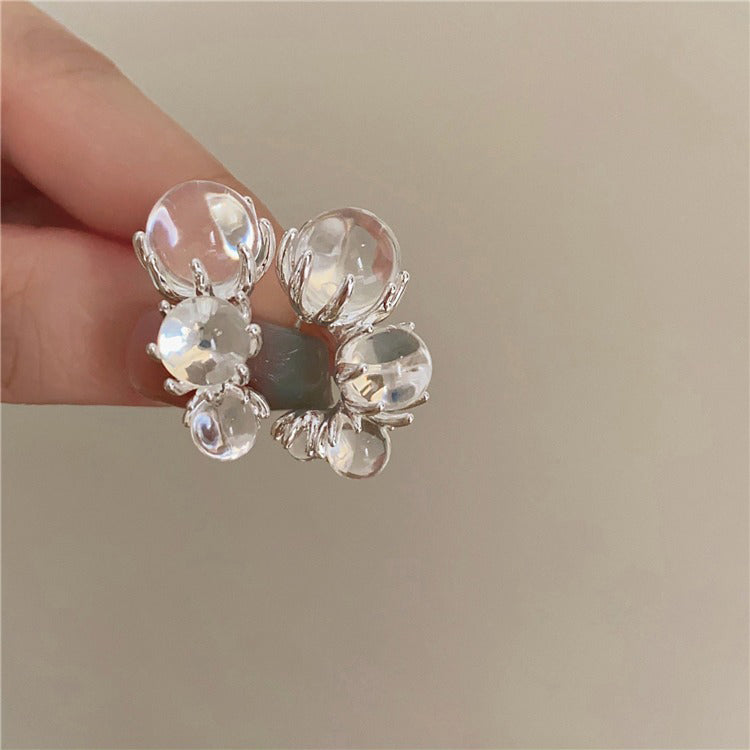 【🎁 B2G1｜先行スタート！】【グッズ】フレンチ上品グラデーション透明ガラスボールC型フープピアス