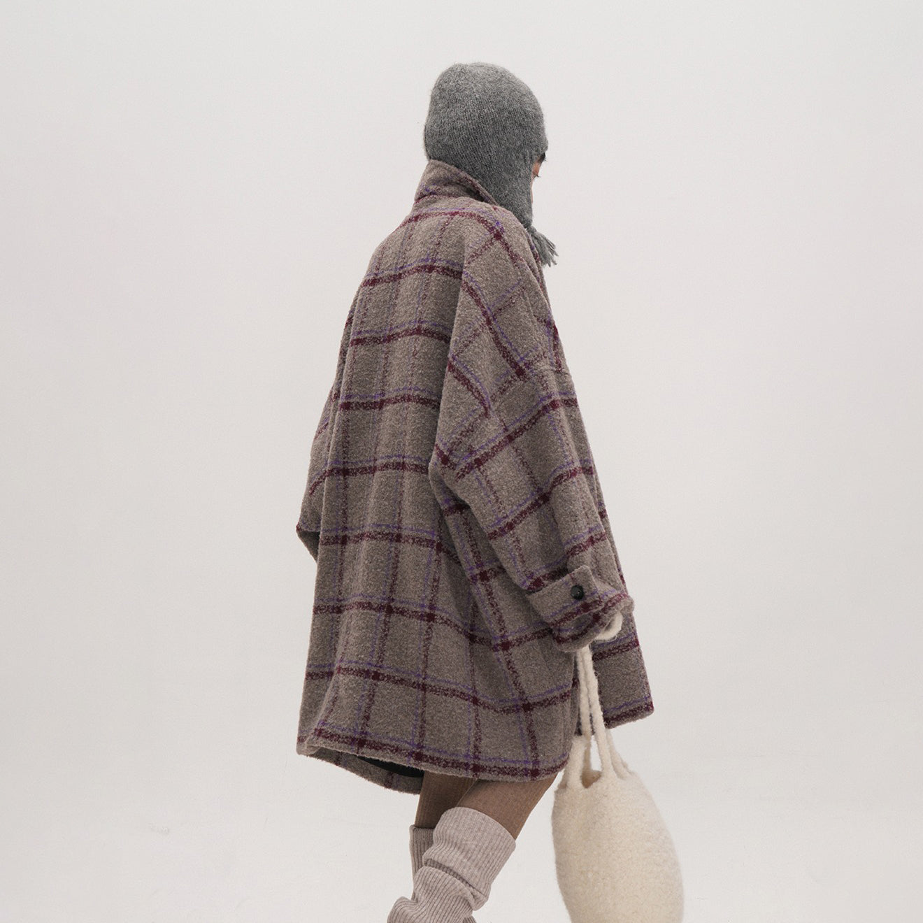 【アウター】レトロムード漂うチェック柄ケープコート♡ ゆったりシルエットで冬も暖かく上品に【JZシリーズ】【25~30日内発送】
