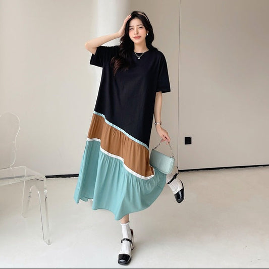 【ワンピース】切り替え ゆるリラックス エレガント 半袖 ワンピース 【SHシリーズ】