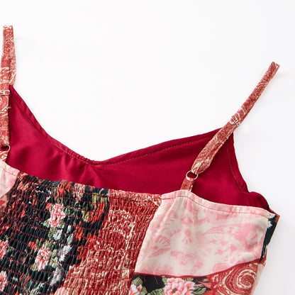 【ワンピース】ライトラグジュアリー 高級感 花柄 個性デザイン ノースリーブキャミワンピース【SHシリーズ】