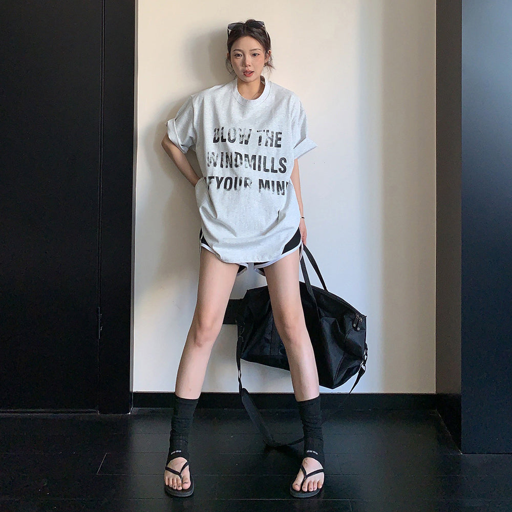 【トップス】Tシャツ レディース ロゴプリント 半袖 リラックスシルエット オーバーサイズ 夏新作【FCシリーズ】