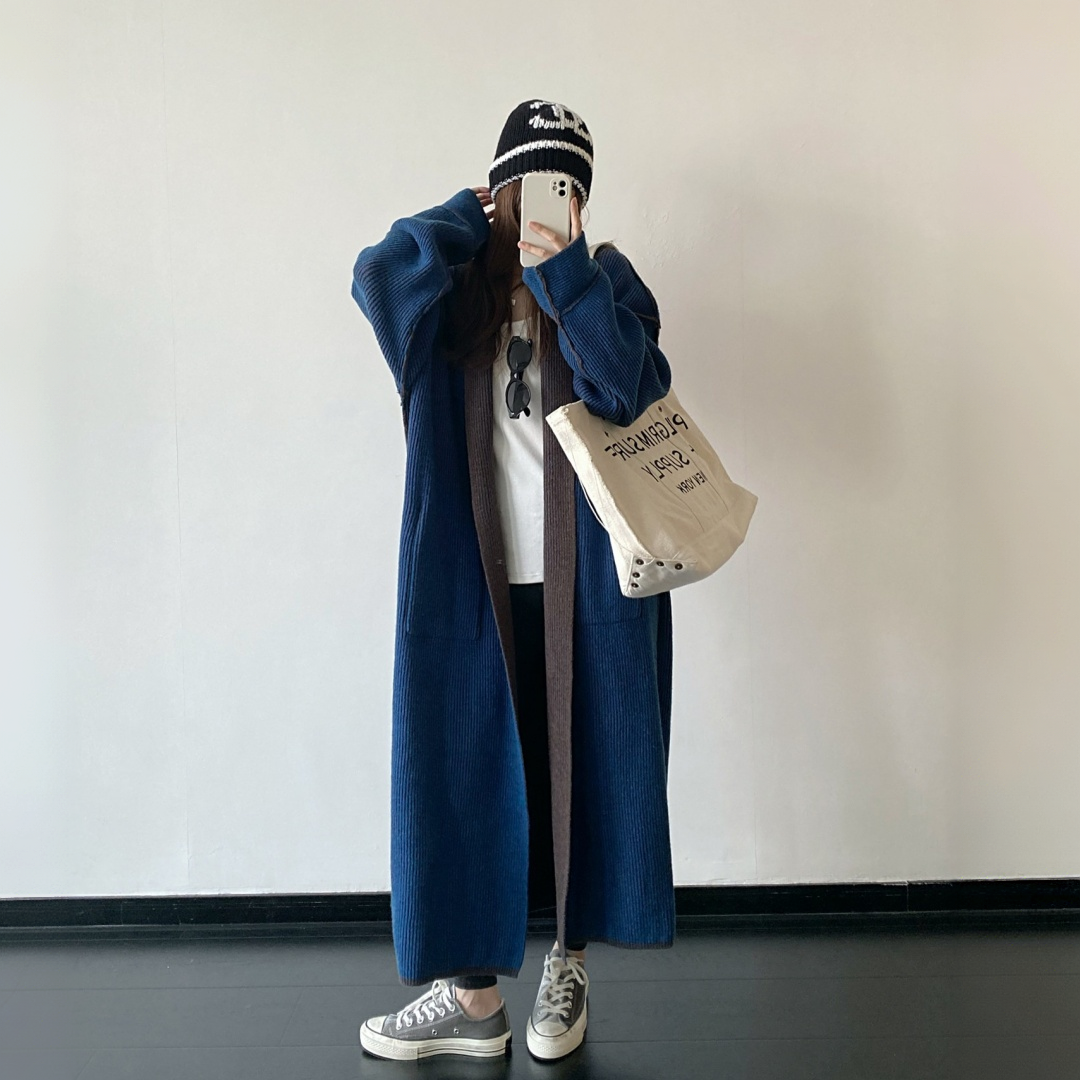 【アウター】ルーズ感 ロング丈 リラックス感 ニット コート 【FCシリーズ】