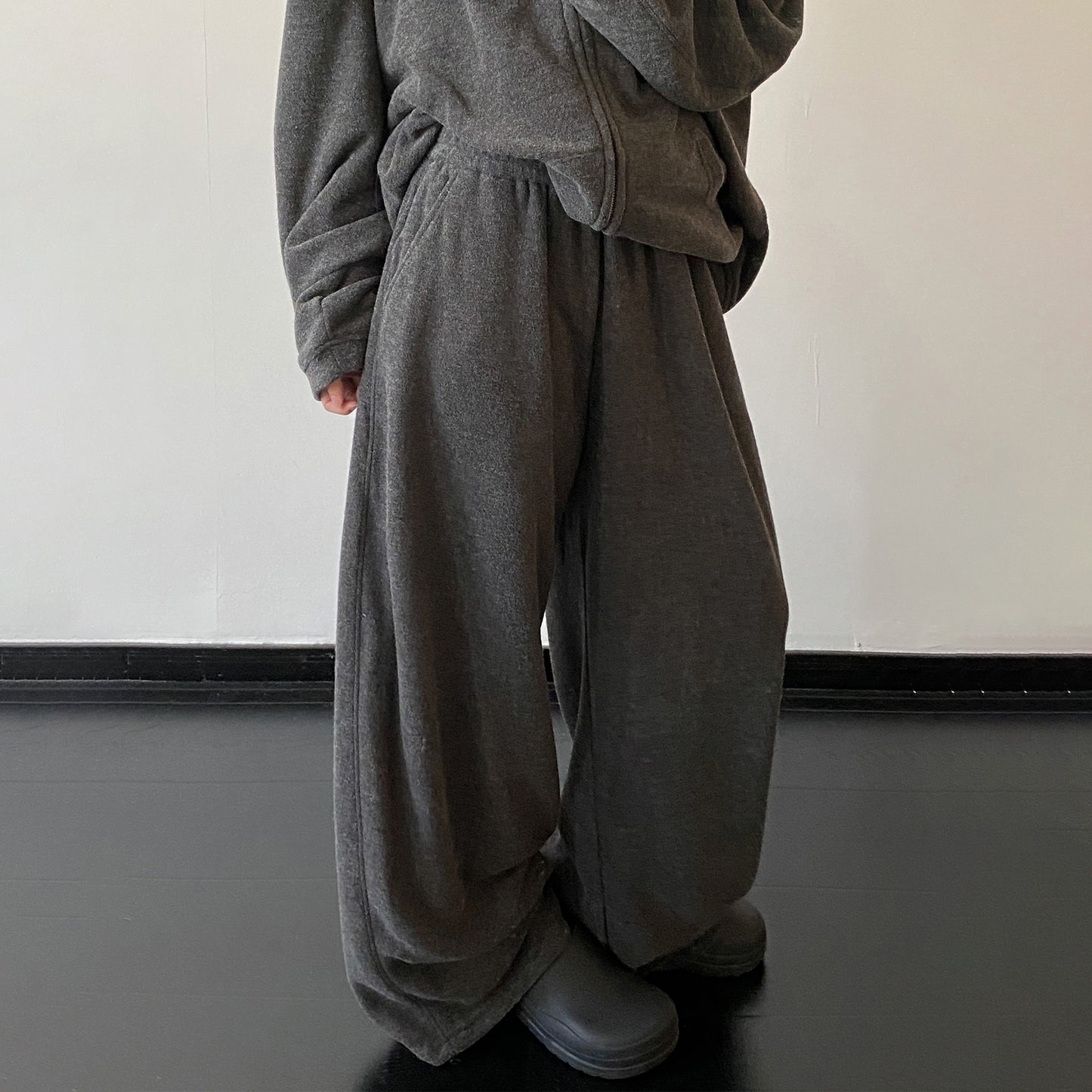 【セットアップ】【単品注文】オールドマネー風 ニットパーカージャケット＆パンツ ゆったり 裏起毛 上下セット 春秋【FCシリーズ】