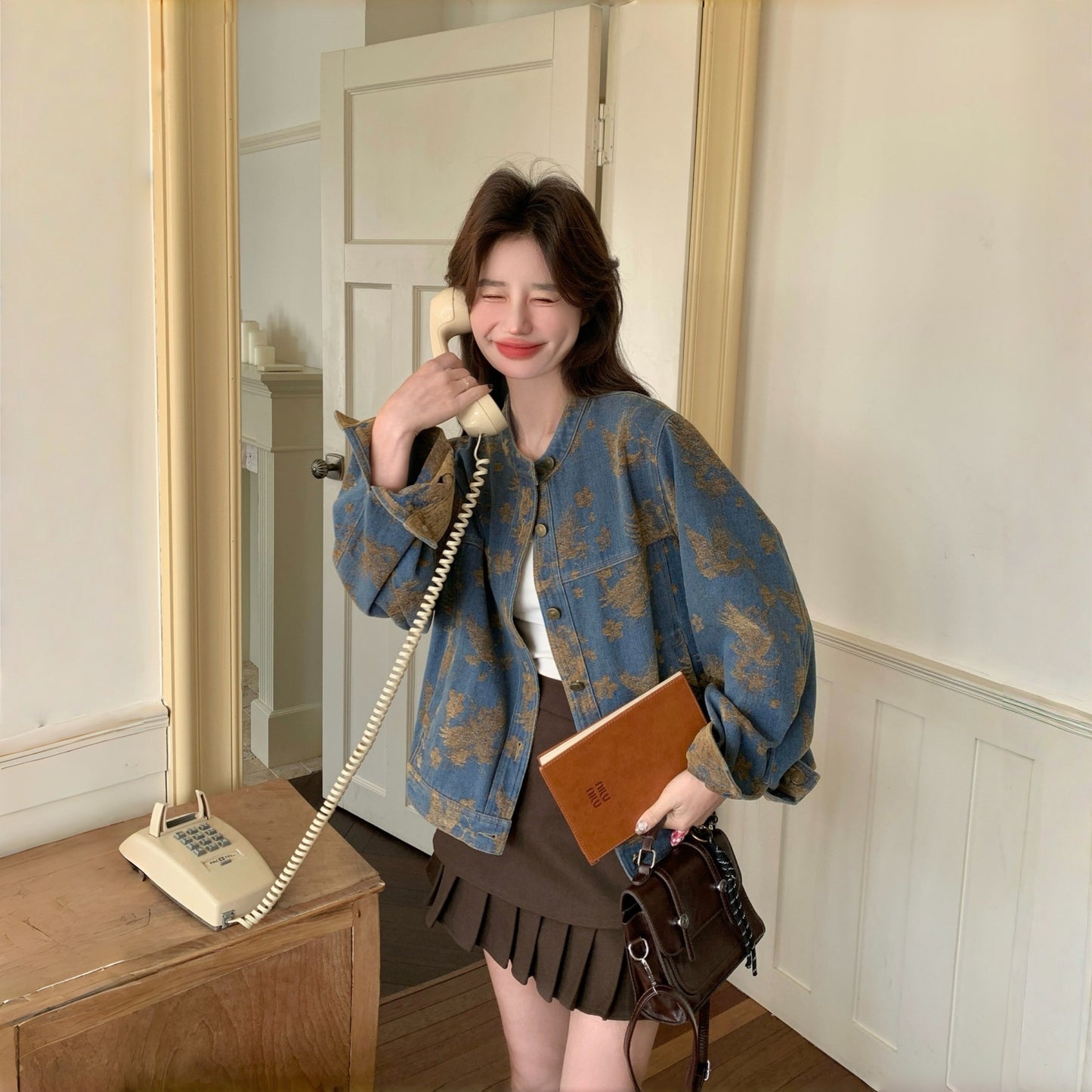 【アウター】高級感 レトロ プリント 合わせやすい 着痩せ 海外トレンド ジャケット【JZシリーズ】【SHシリーズ】