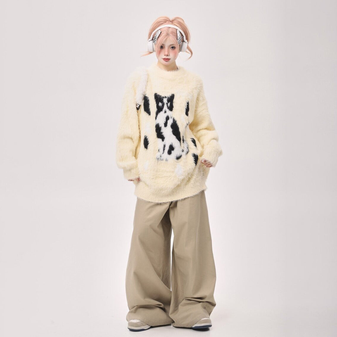 【トップス】ゆったり 小众 上品 クルーネック フェイクミンクニット レディース 秋冬 セーター【FCシリーズ】