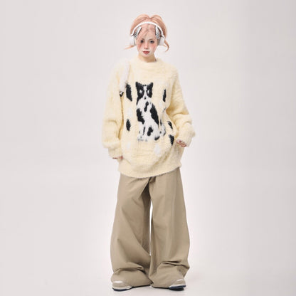 【トップス】ゆったり 小众 上品 クルーネック フェイクミンクニット レディース 秋冬 セーター【FCシリーズ】