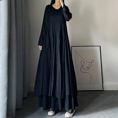 【洋裝】夏季新品：復古喇叭廓形，100%純棉，文藝風，長袖洋裝