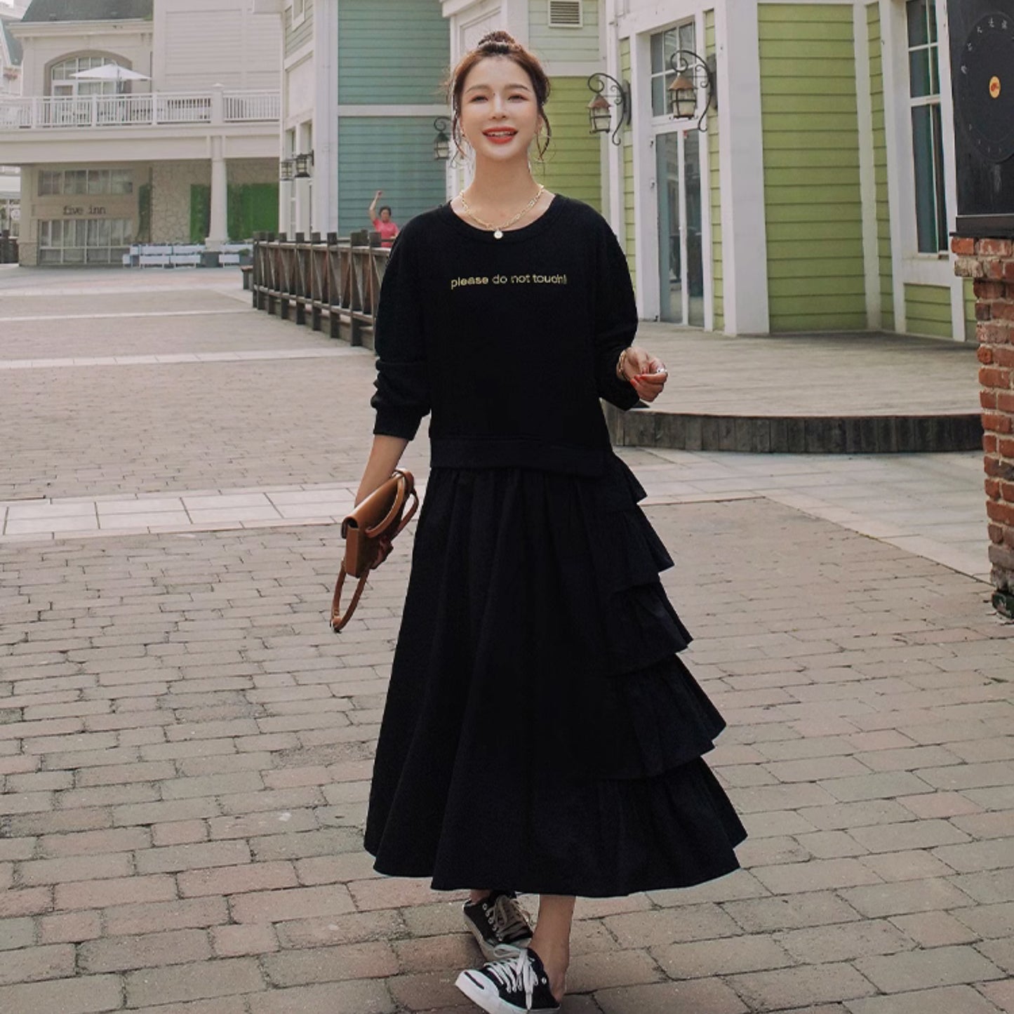 【ワンピース】個性派 かわいい ピンクスウェットワンピース レディース 春秋 ドーパミン風 ゆったり 長袖ワンピース【JZシリーズ】